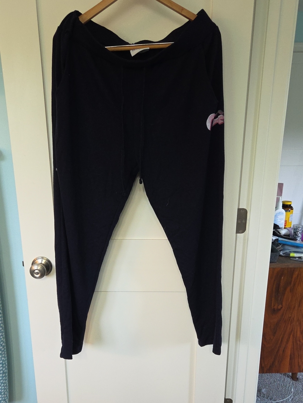 Women's Navy Track Joggers with Pink Logo Accent